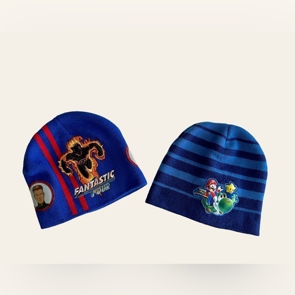 NWOT, FANTASTIC FOUR & NINTENDO, BOYS SOCK HATS. ONE SIZE. - Picture 1 of 8